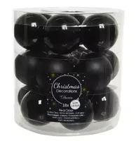 Decoris kerstballen glas zwart 4cm 18st - thumbnail