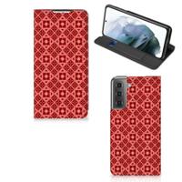 Samsung Galaxy S21 FE | Hoesje met Magneet | Batik Rood - thumbnail