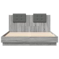 Bedframe met hoofdbord en LED grijs sonoma eiken 140x200 cm - thumbnail