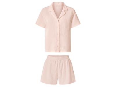 ESMARA Korte mousseline dames pyjama (Lichtroze, XS (32/34))