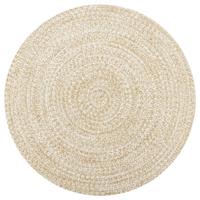 VidaXL Vloerkleed handgemaakt 90 cm jute wit en naturel - thumbnail