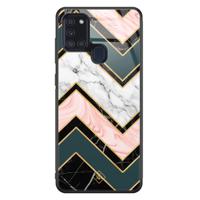 Samsung Galaxy A21s glazen hardcase - Marmer triangles - thumbnail