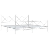 Bedframe met hoofd- en voeteneinde metaal wit 193x203 cm - thumbnail