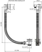 Ben universele afvoer met overloop-vulcombinatie en flexibele slang wit - thumbnail