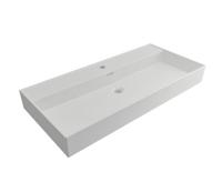 Wastafel Plieger Kansas 2 Kraangaten 100x46,6 cm met Overloop Mat Wit - thumbnail