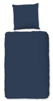 HIP Dekbedovertrek "uni dessin" - Blauw - (140x200/220 cm) - Katoen Satijn - thumbnail