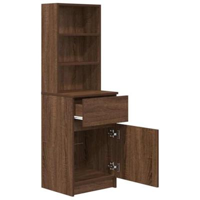 Nachtkastje 39x35x125 cm bewerkt hout bruin eikenkleurig