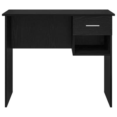 Bureau met lade Zwart eiken 90 x 49.5 x 75 cm Bewerkt hout