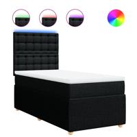 Boxspring met matras stof zwart 90x190 cm - thumbnail