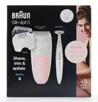 Braun Silk-épil 5 Wet&Dry Silk-épil 5 5-820 Epilator Voor Vrouwen Voor Zachte Ontharing, Wit/Roze - thumbnail