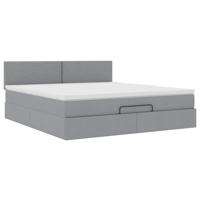 Ottoman bed met matras en LED's 90x190cm stof lichtgrijs - thumbnail
