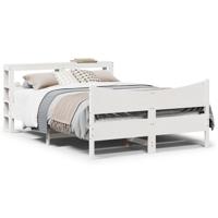 Bedframe met hoofdbord massief grenenhout wit 140x190 cm - thumbnail