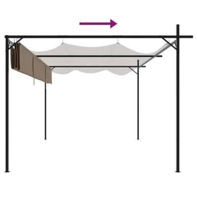 VidaXL Pergola met uitschuifbaar dak 395x292x230 taupe VidaXL Pergola met uitschuifbaar dak 395x292x230 taupe