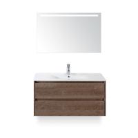 Dante Badmeubelset 100 cm - Tabacco - Keramische Wastafel Wit Enjoy - met Sence Spiegel - thumbnail