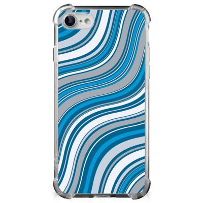 iPhone SE 2022/2020 | iPhone 8/7 Doorzichtige Silicone Hoesje Waves Blue iPhone SE 2022/2020 | iPhone 8/7 Doorzichtige Silicone Hoesje Waves Blue