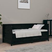 Slaapbank 75x190 cm massief grenenhout zwart - thumbnail