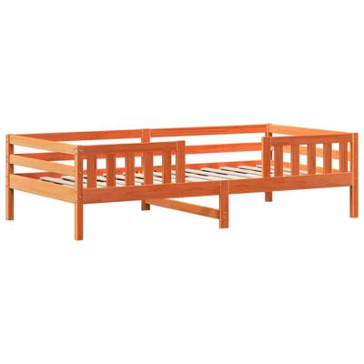 Kinderbed met dak massief grenenhout wasbruin 75x190 cm