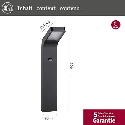 Paulmann 94747 Kulma PIR Poller anthrazit Wegverlichting LED 7.5 W Antraciet Paulmann 94747 Kulma PIR Poller anthrazit Wegverlichting LED 7.5 W Antraciet