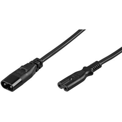Goobay 97201 verlengkabel C7/C8, 2 m, zwart, apparaatstekker C8 > apparaataansluiting C7