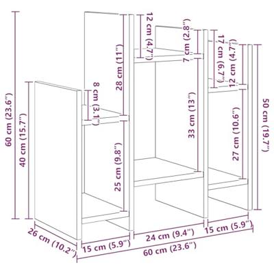 Bijzetkast met plank Zwart eiken 60 x 26 x 60 cm Bewerkt hout
