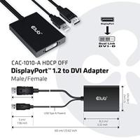 club3D CAC-1010-A DisplayPort / DVI Adapter [1x DisplayPort stekker, USB-A - 1x DVI-bus 24+1-polig] Zwart 60 cm - thumbnail