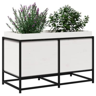 VidaXL Plantenbak 80x40x50 cm massief grenenhout wit