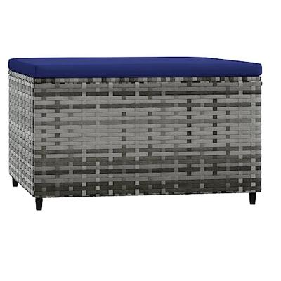Voetensteunen 2 st met kussens poly rattan grijs - thumbnail