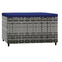 Voetensteunen 2 st met kussens poly rattan grijs - thumbnail