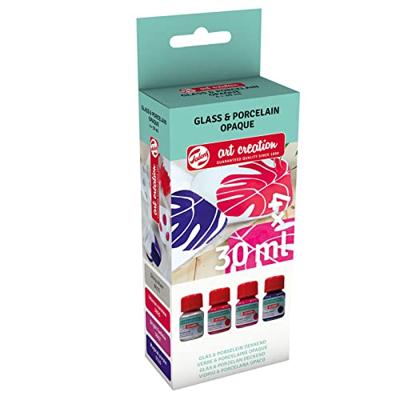 Talens art creat.glas & porselein dekkend 4 x30ml roze zilver