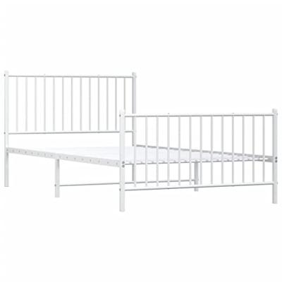 Bedframe met hoofd- en voeteneinde metaal wit 107x203 cm Bedframe met hoofd- en voeteneinde metaal wit 107x203 cm