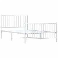 Bedframe met hoofd- en voeteneinde metaal wit 107x203 cm - thumbnail
