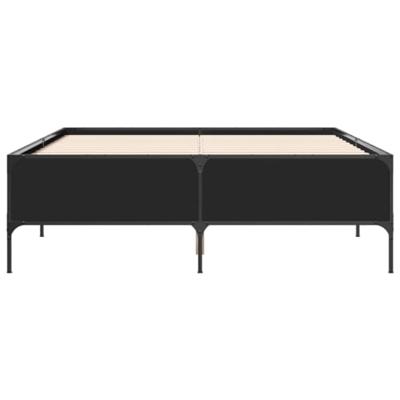 Bedframe bewerkt hout metaal zwart 160x200 cm