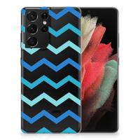 Samsung Galaxy S21 Ultra | TPU bumper | Zigzag Blauw - thumbnail