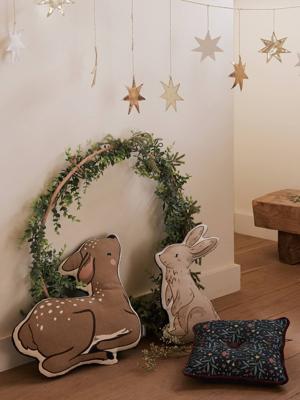 Set van 3 dierenkussens BROCÉLIANDE blauw, bedrukt Set van 3 dierenkussens BROCÉLIANDE blauw, bedrukt