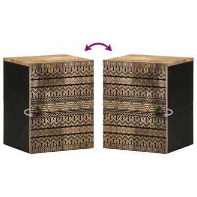 Badkamerwandkast 38x33,5x48 cm massief mangohout zwart