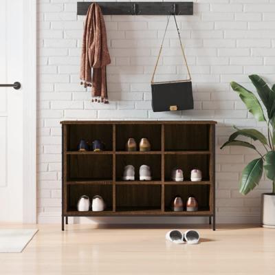 Schoenenkast 100x35x70 cm bewerkt hout bruineikenkleurig Schoenenkast 100x35x70 cm bewerkt hout bruineikenkleurig