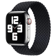 Braided Solo Loop nylon bandje - Maat: M - Zwart - Geschikt voor Apple Watch 44mm / 45mm / 46mm / 49mm