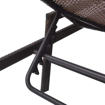 Ligbed met kussen poly rattan bruin