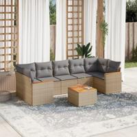 8-delige Loungeset met kussens poly rattan beige - thumbnail