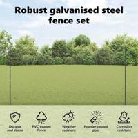 VidaXL Hek met paal grijs 1,5 x 25 m staal - thumbnail