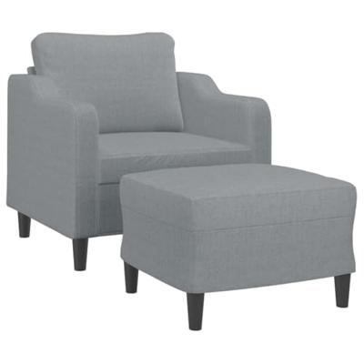 Fauteuil met voetenbank 60 cm stof lichtgrijs