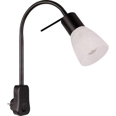 Stekkerlamp met Schakelaar - E14 Fitting - 4.9W - Warm Wit Licht - Mat Zwart Metaal