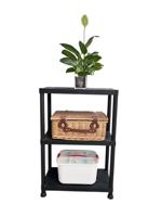 Marbueno - Rek 3 Planken - Kunststof Zwart - 61x31x91 cm - Tuin 10536 - thumbnail