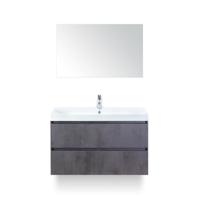 Maxx XL Badmeubelset 100 cm - Beton Antraciet - Wastafel Just 1 kraangat - met Spiegel - thumbnail