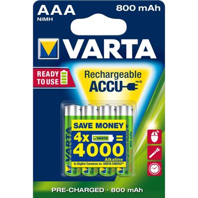 Varta aaa batterij oplaadbaar 4 kaart 800mah