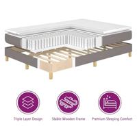 Boxspringbed met matras met hoofdeinde Taupe 90 x 200 cm Stof - thumbnail