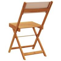 Bistrostoelen 2 st massief acaciahout en stof taupe - thumbnail