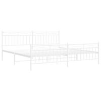 Bedframe met hoofd- en voeteneinde metaal wit 193x203 cm - thumbnail