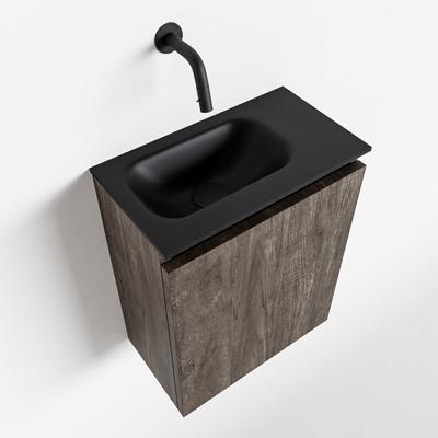 MONDIAZ TURE 40cm toiletmeubel dark brown. EDEN wastafel urban links geen kraangat