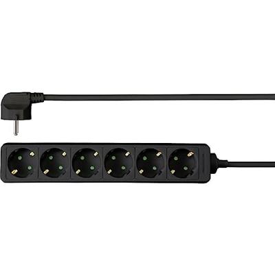 Sygonix SY-4890996 Stekkerdoos 6-voudig Zwart Randaarde stekker 1 stuk(s)